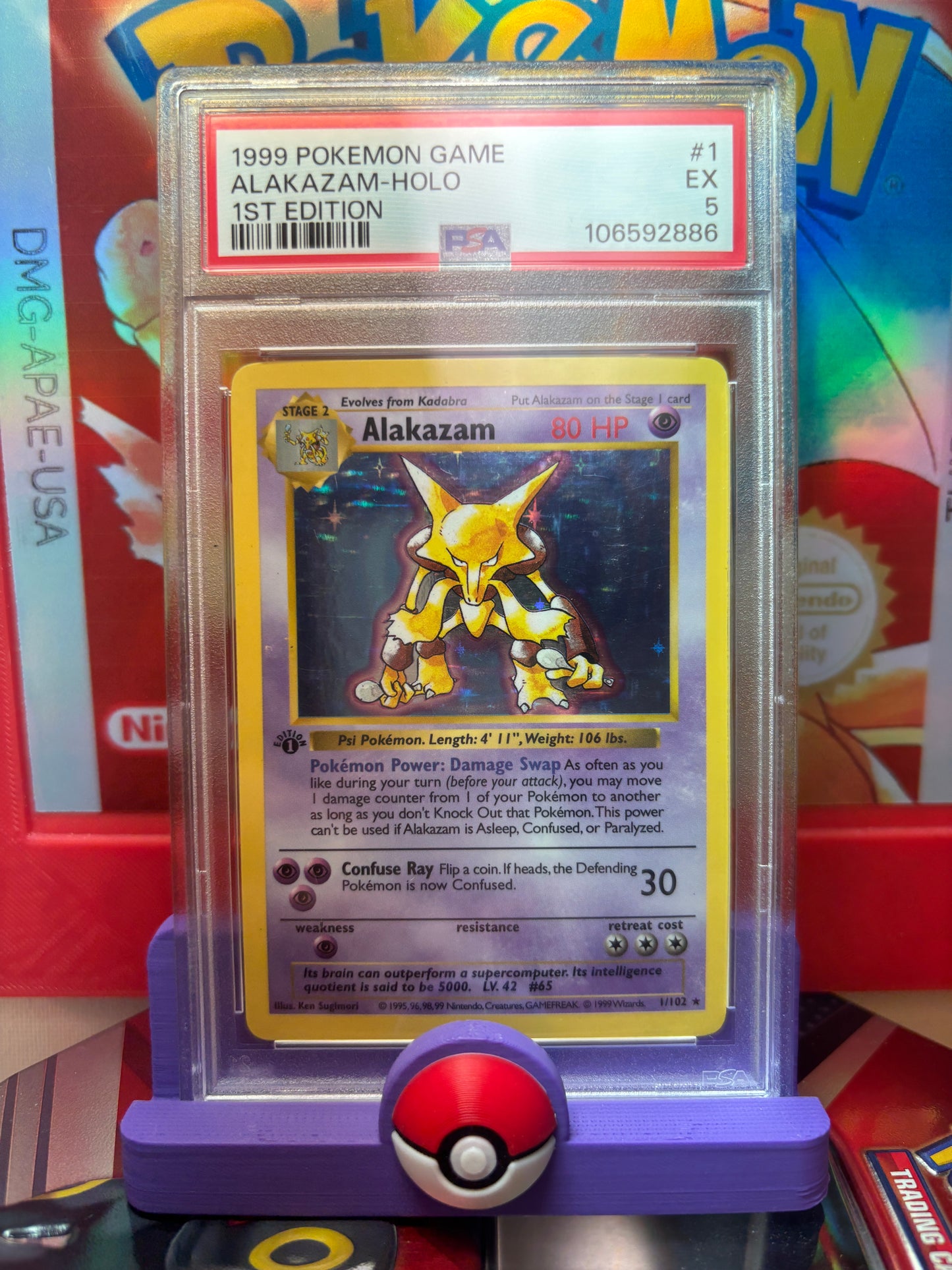 Alakazam Holo 1#/102 Base Set Shadowless PSA 5