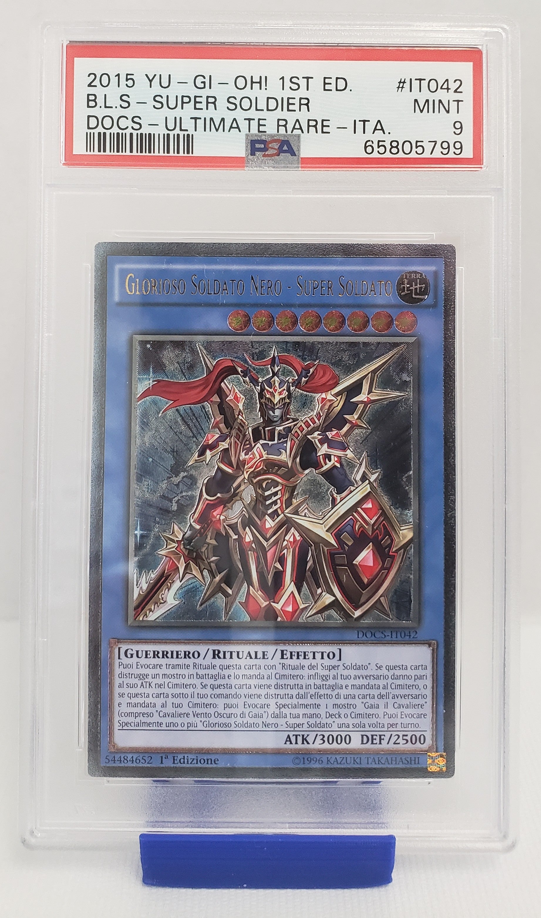 most expensive yugioh card black luster soldier Black Luster Soldier- Super Soldier (DOCS-IT042) Italian PSA 9 – Graded Gold