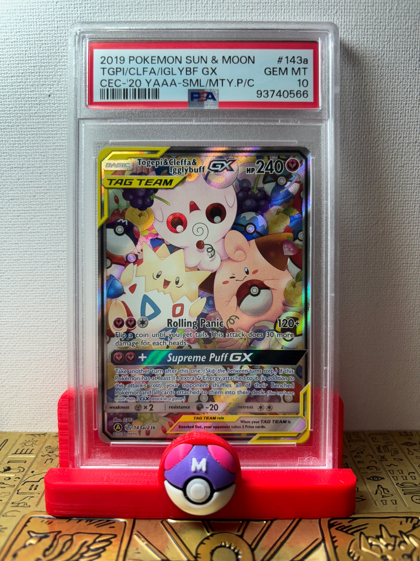 PSA Gem Mint 10 Togepi/Cleffa/IgglyBuff GX Balck Star Promo #143a (93740566)