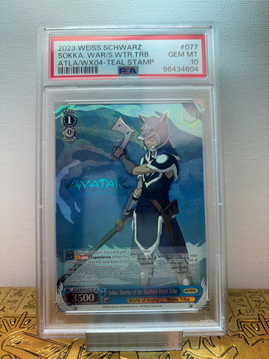 Sokka:Warrior of the Southern Water Tribe 2023 Weiss Schwarz #077 Teal Stamp PSA 10