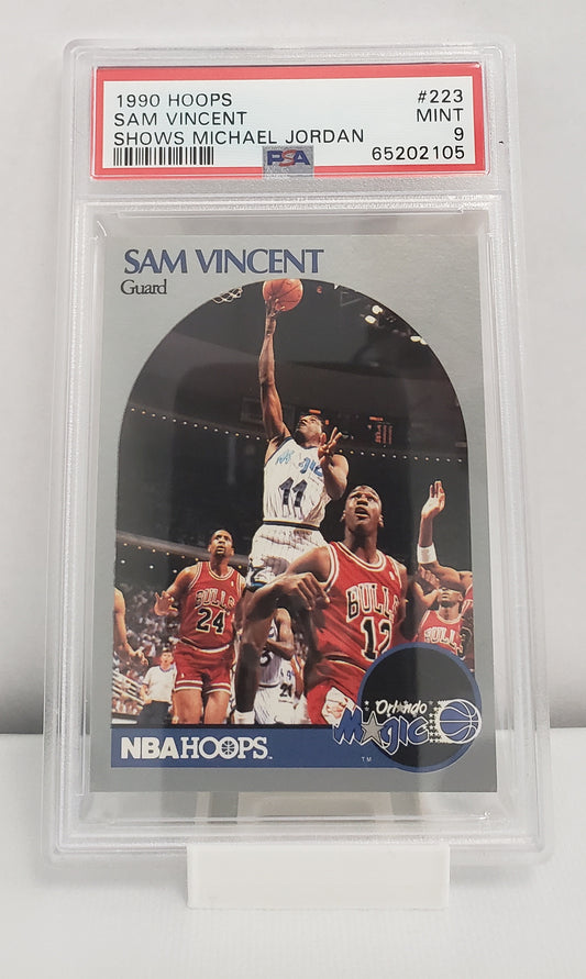 Sam Vincent #223 w/ Michael Jordan NBA HOOPS PSA 9