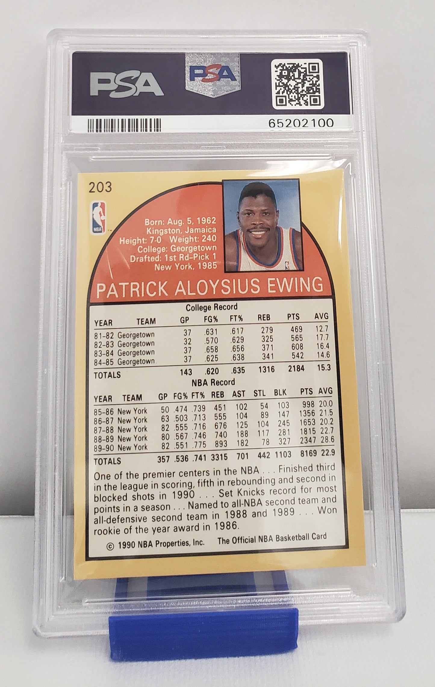 Patrick Ewing #203 NBA HOOPS PSA 8